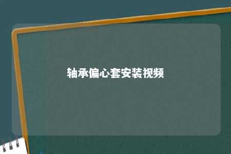 轴承偏心套安装视频 